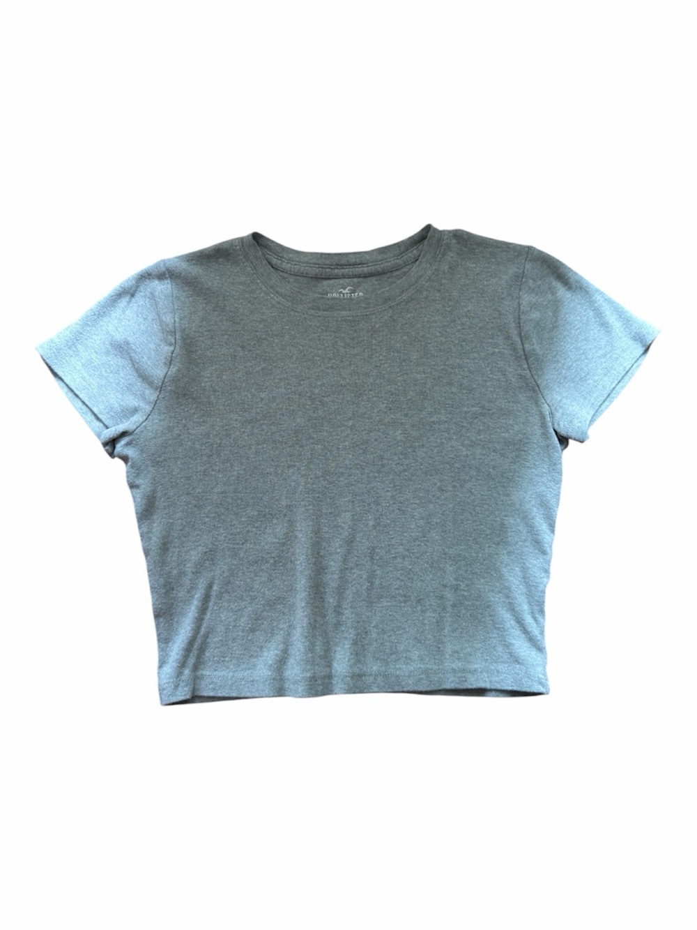Hollister Heather Gray Cropped Crew Neck Baby Tee